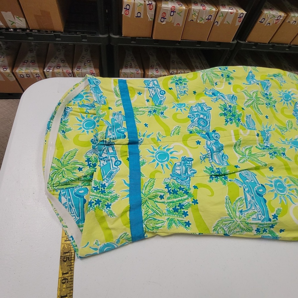 Lilly Pulitzer Vintage Sabrina Dress Size 6 Cruisin Car Print Strapless‎ Bow - Picture 6 of 9